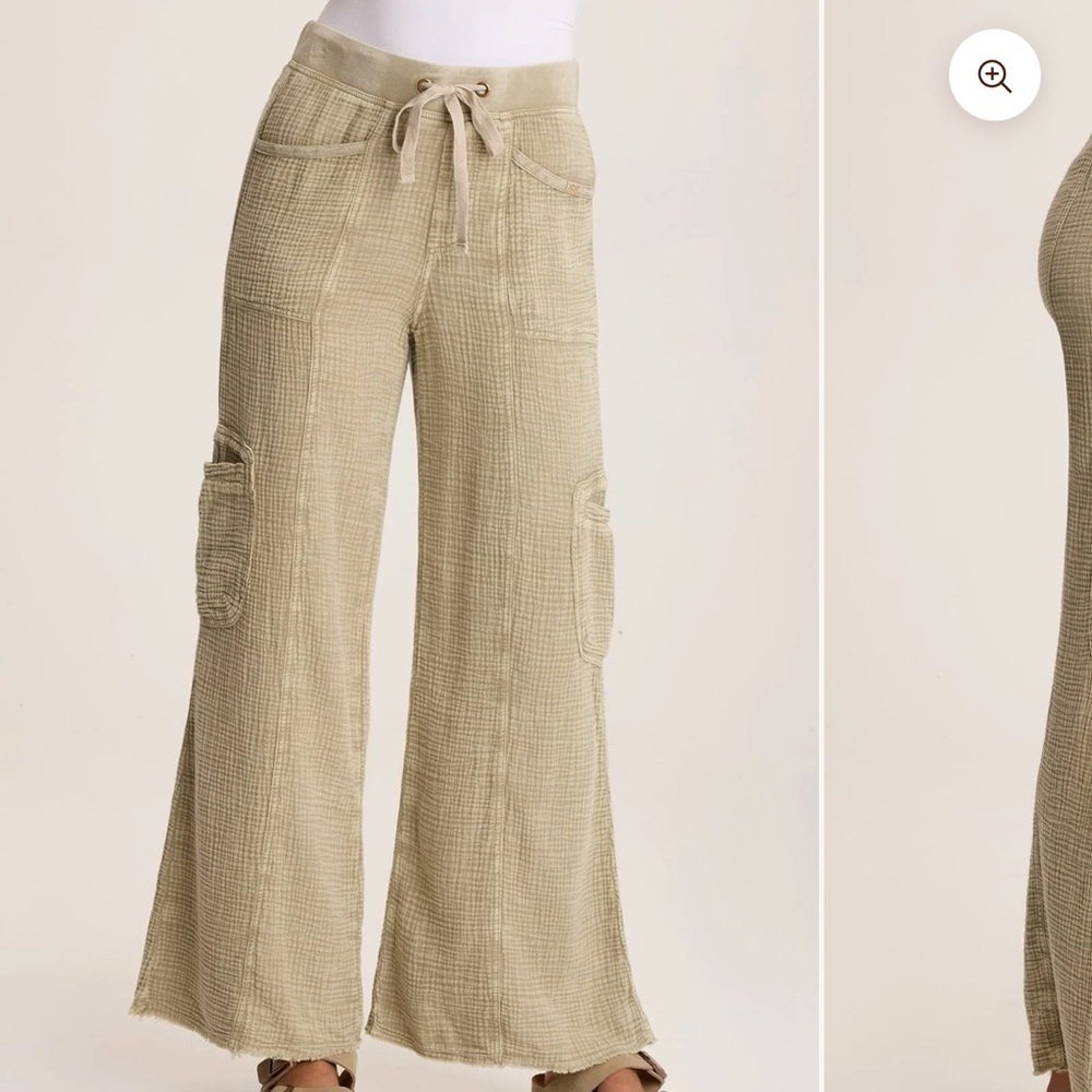 XCVI RIZAL GAUZE POCKET FLARE PANT Distress Wash Biscuit